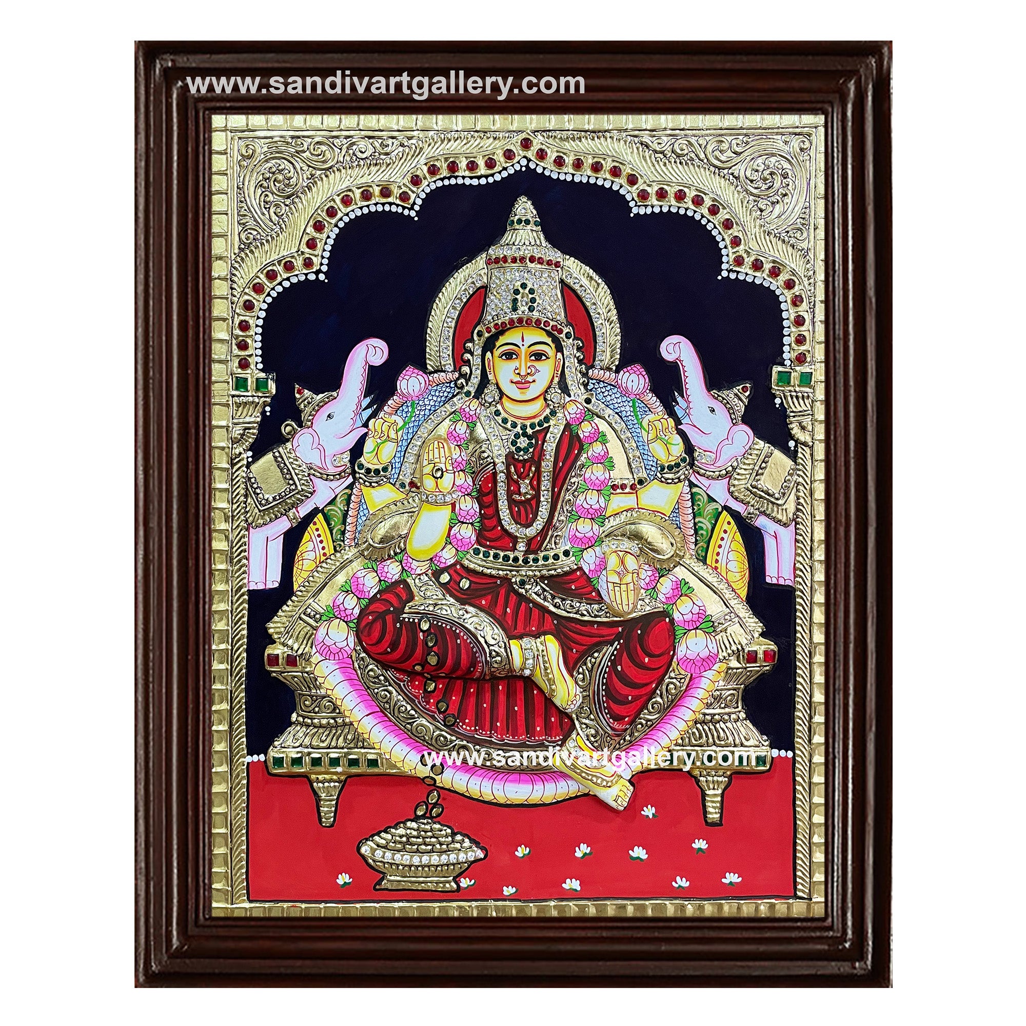 Gajalakshmi Semi Embossed Tanjore Painting