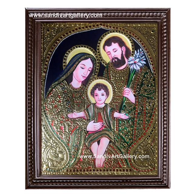Mary Joseph and Jesus Tanjore Painting
