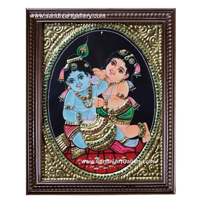 Krishna Balram Tanjore Painting