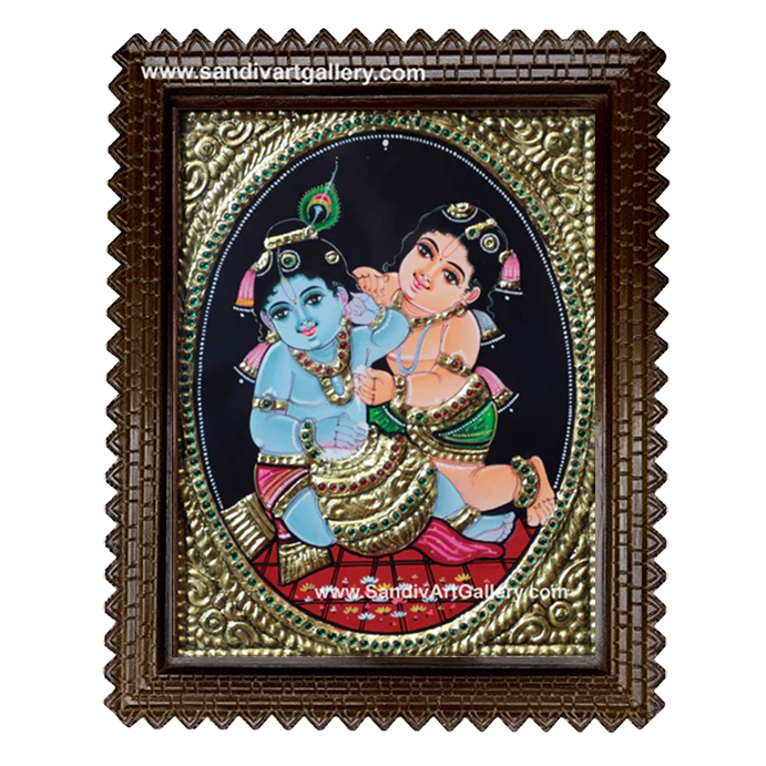 Krishna Balram Tanjore Painting