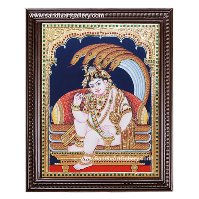 Krishna with Snake Tanjore Painting