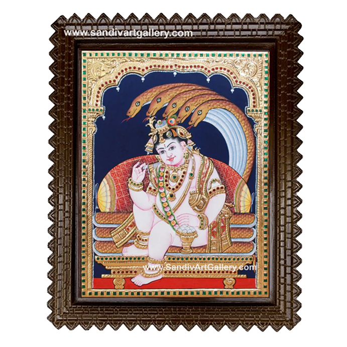 Krishna with Snake Tanjore Painting