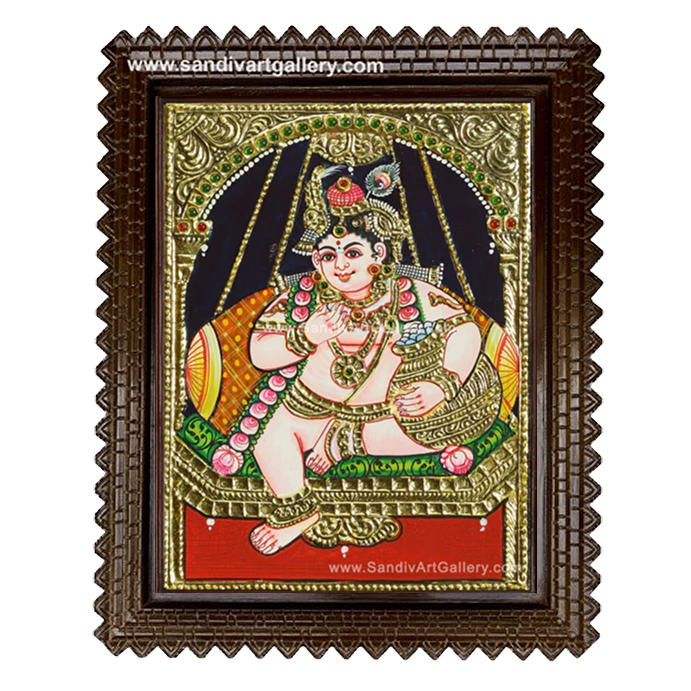 Krishna on a Swing Tanjore Painting1