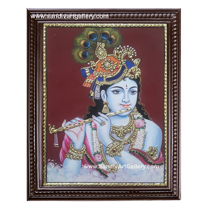 Flute Krishna Tanjore Painting