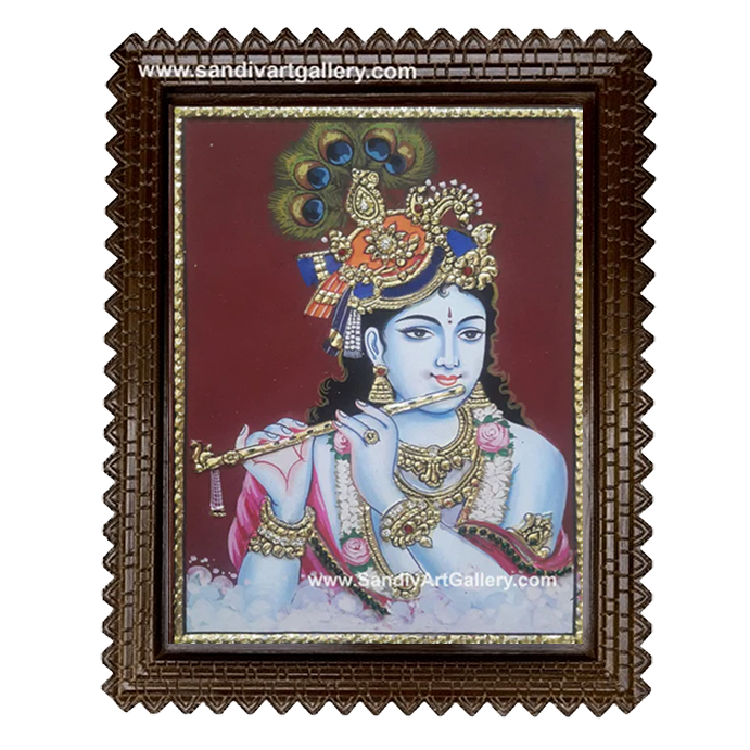 Flute Krishna Tanjore Painting
