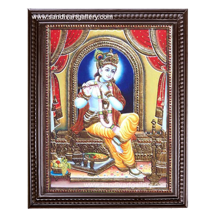 Krishna with Flute Tanjore Painting