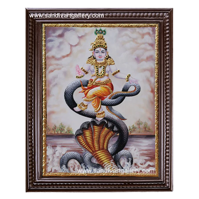 Krishna Dancing on Snake Tanjore Painting