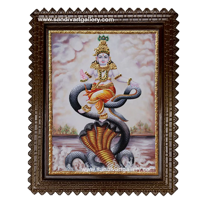 Krishna Dancing on Snake Tanjore Painting