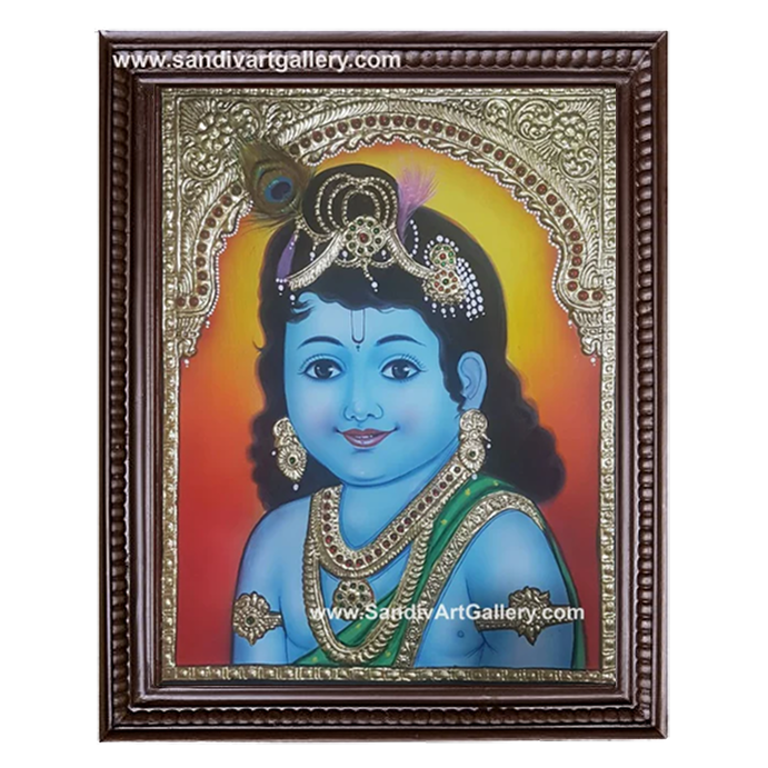 Baby Krishna Tanjore Painting 4