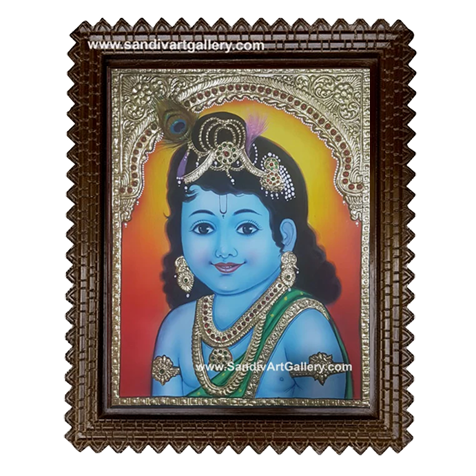 Baby Krishna Tanjore Painting 4