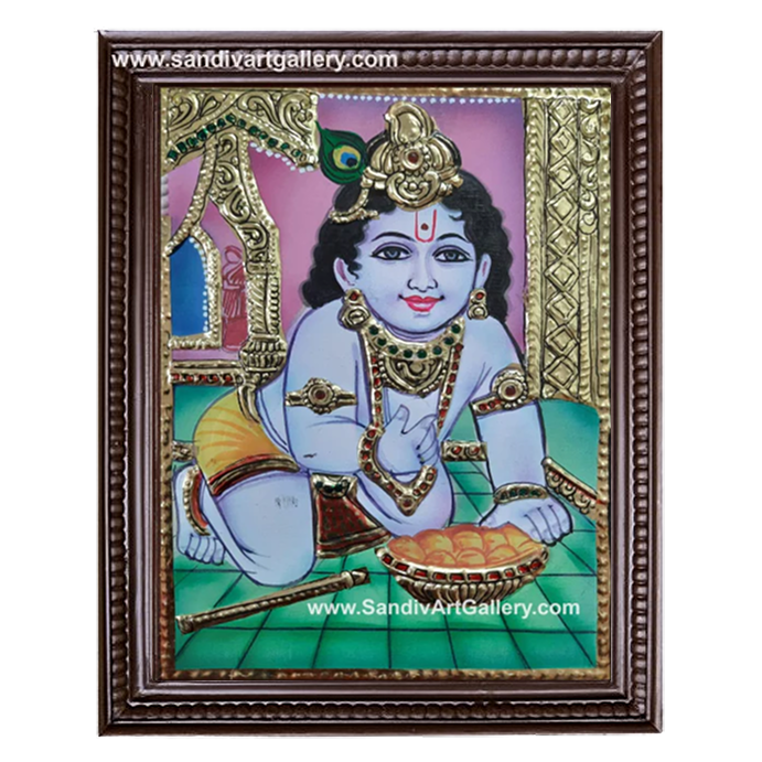 Laddu Krishna Tanjore Painting