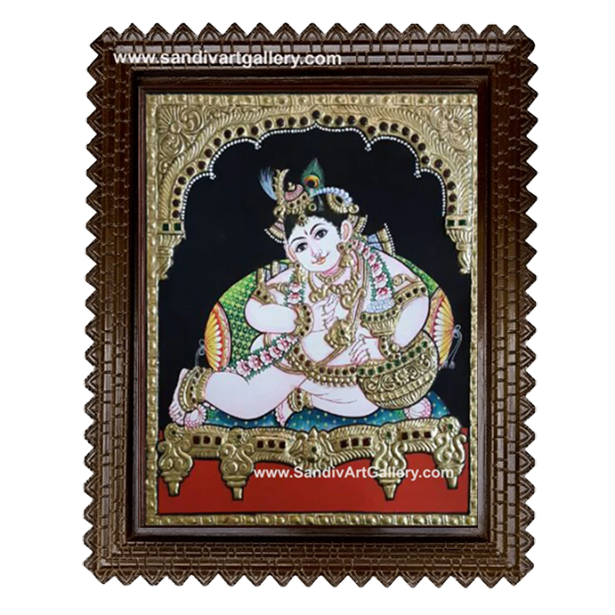 Butter Pot Krishna Tanjore Painting2