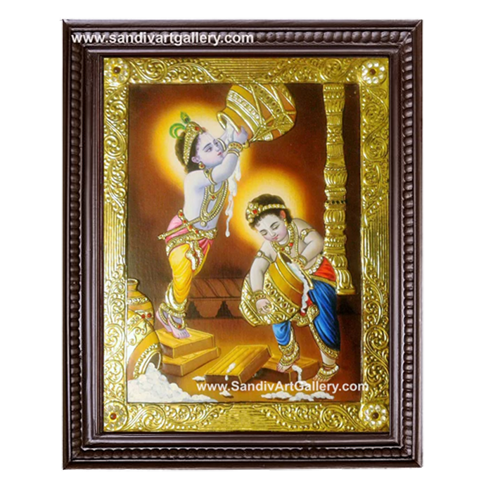 Butter Krishna and Balram Tanjore Painting