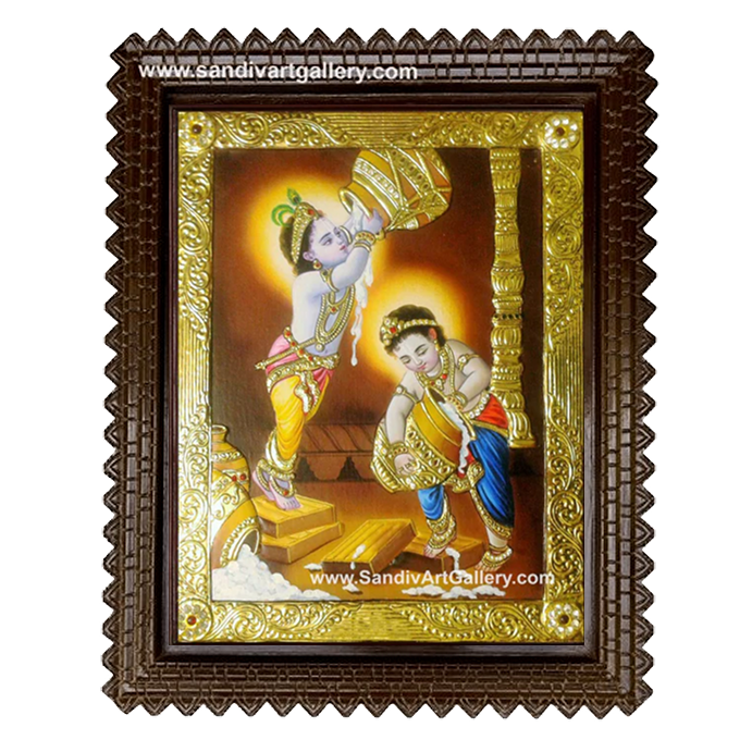 Butter Krishna and Balram Tanjore Painting