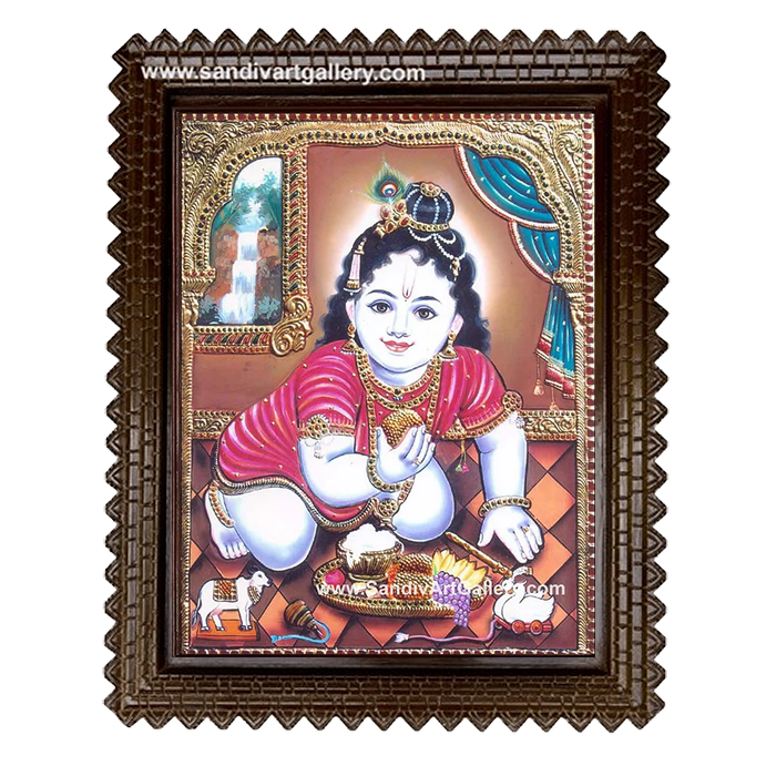 Baby Krishna Tanjore Painting 5