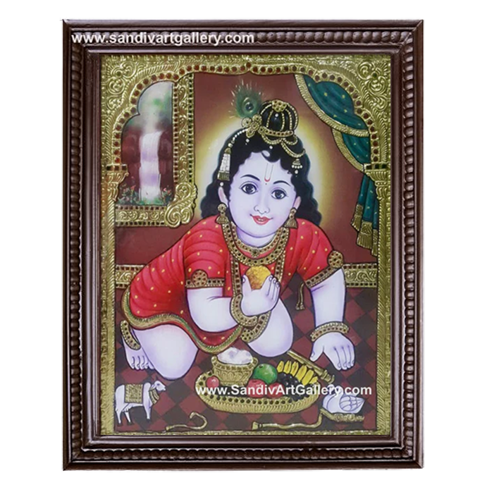 Laddu Krishna Tanjore Painting 1
