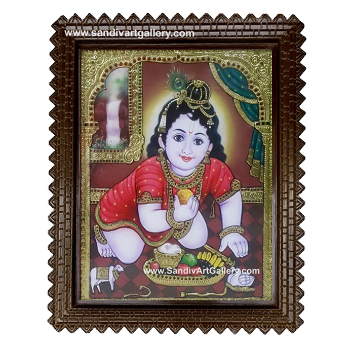 Laddu Krishna Tanjore Painting 1