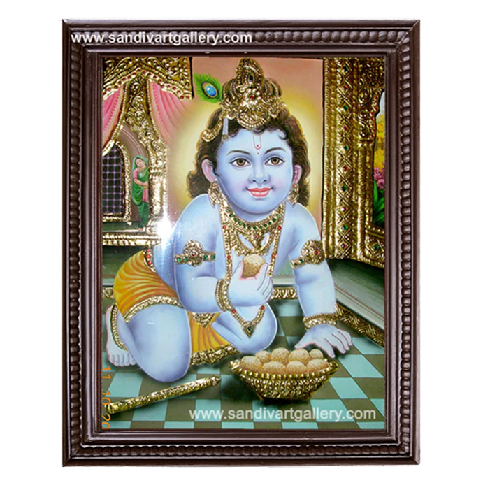 Laddu Krishna Tanjore Painting 2