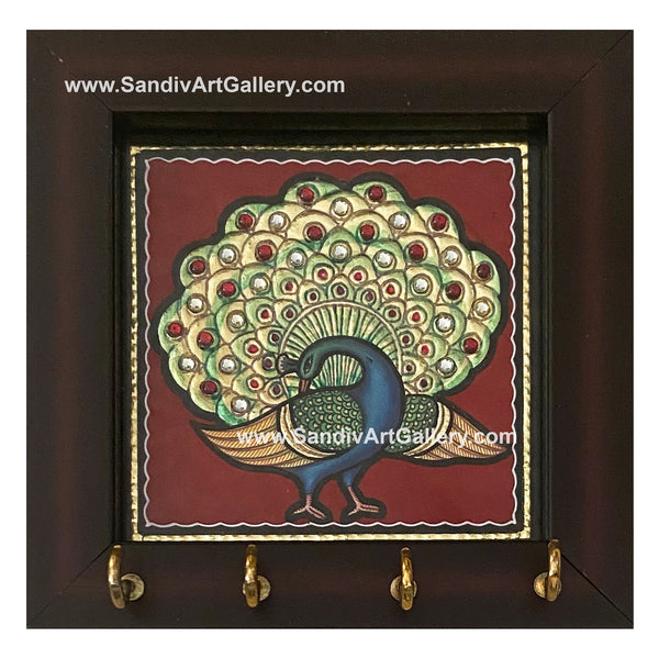 Peacock Tanjore Keyholder