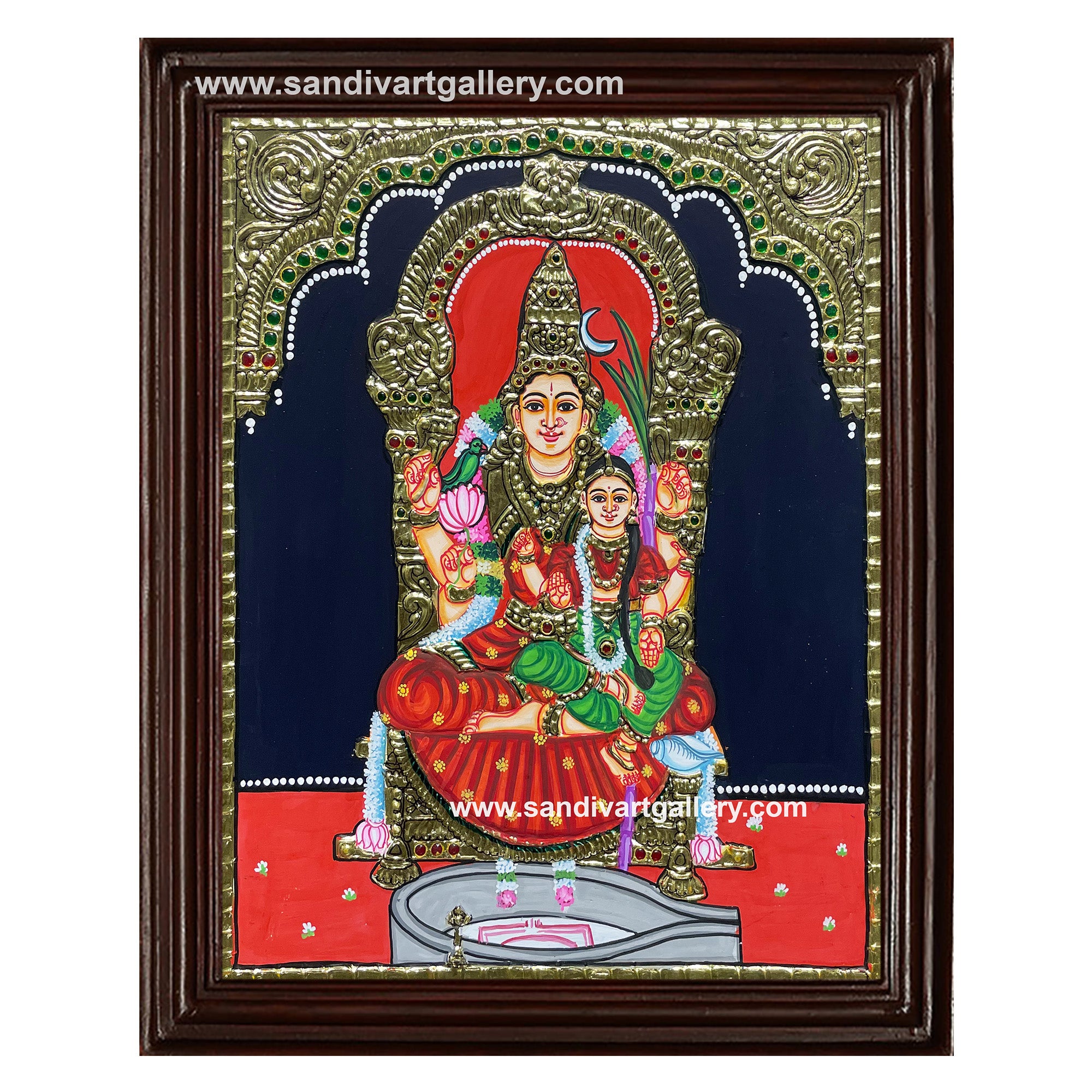 Kamatchi Amman with Balambiga Tanjore Painting