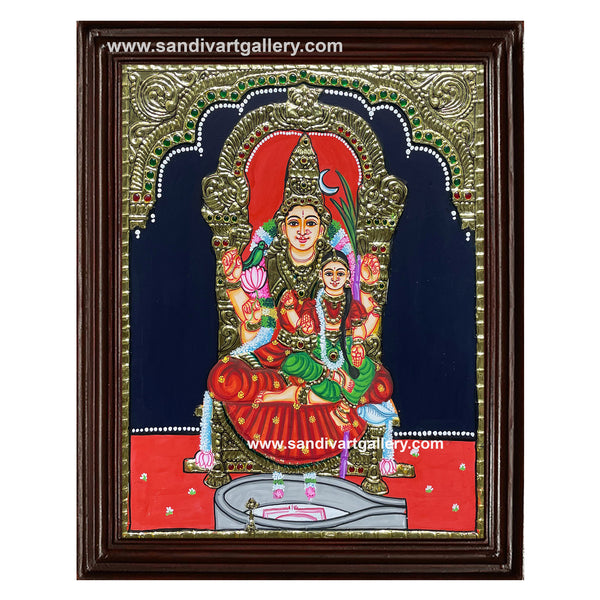 Kamatchi Amman with Balambiga Tanjore Painting