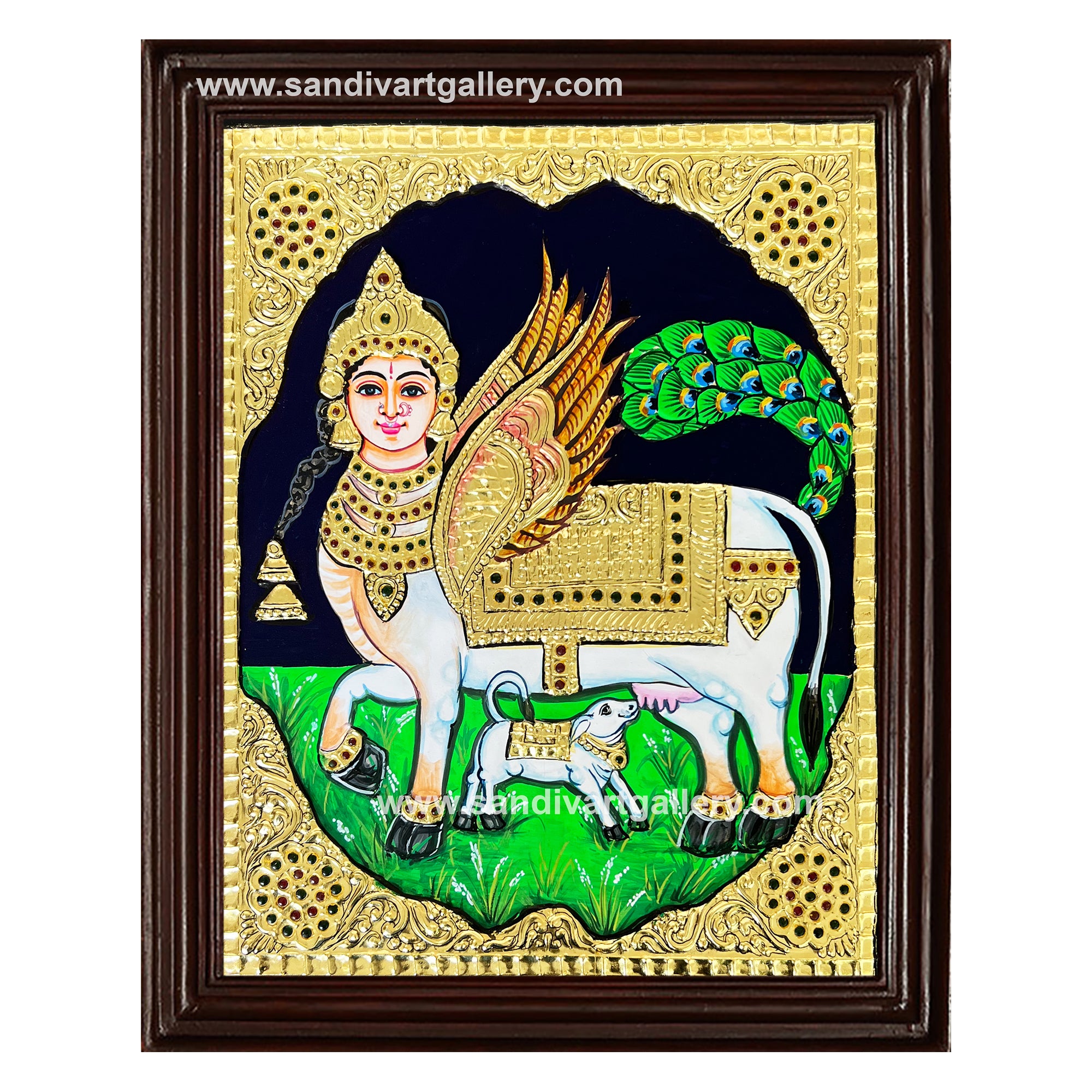Kamadhenu Cow Tanjore Painting