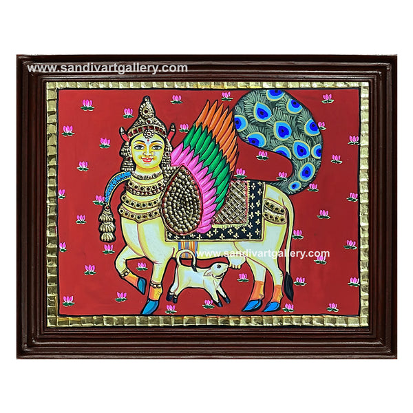 Kamadhenu Cow Tanjore Painting