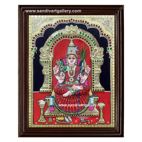 Kamatchi Amman Semi Embossed Tanjore Painting