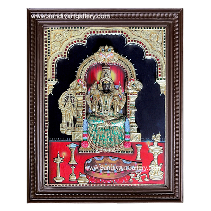 Kanchi Kamatchi Amman 3D Embossed Tanjore Painting
