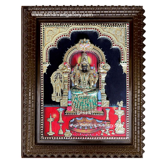Kanchi Kamatchi Amman 3D Embossed Tanjore Painting