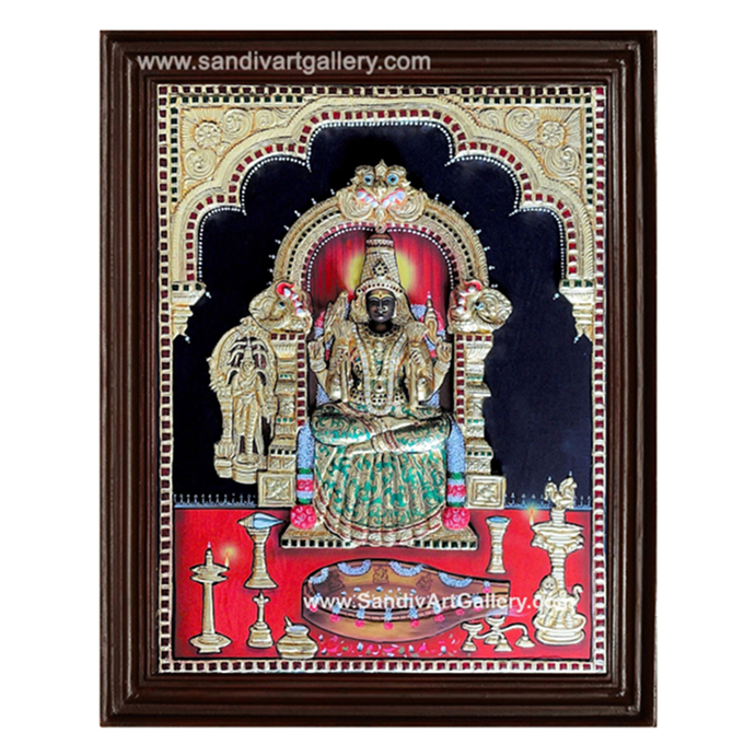 Kanchi Kamatchi Amman 3D Embossed Tanjore Painting