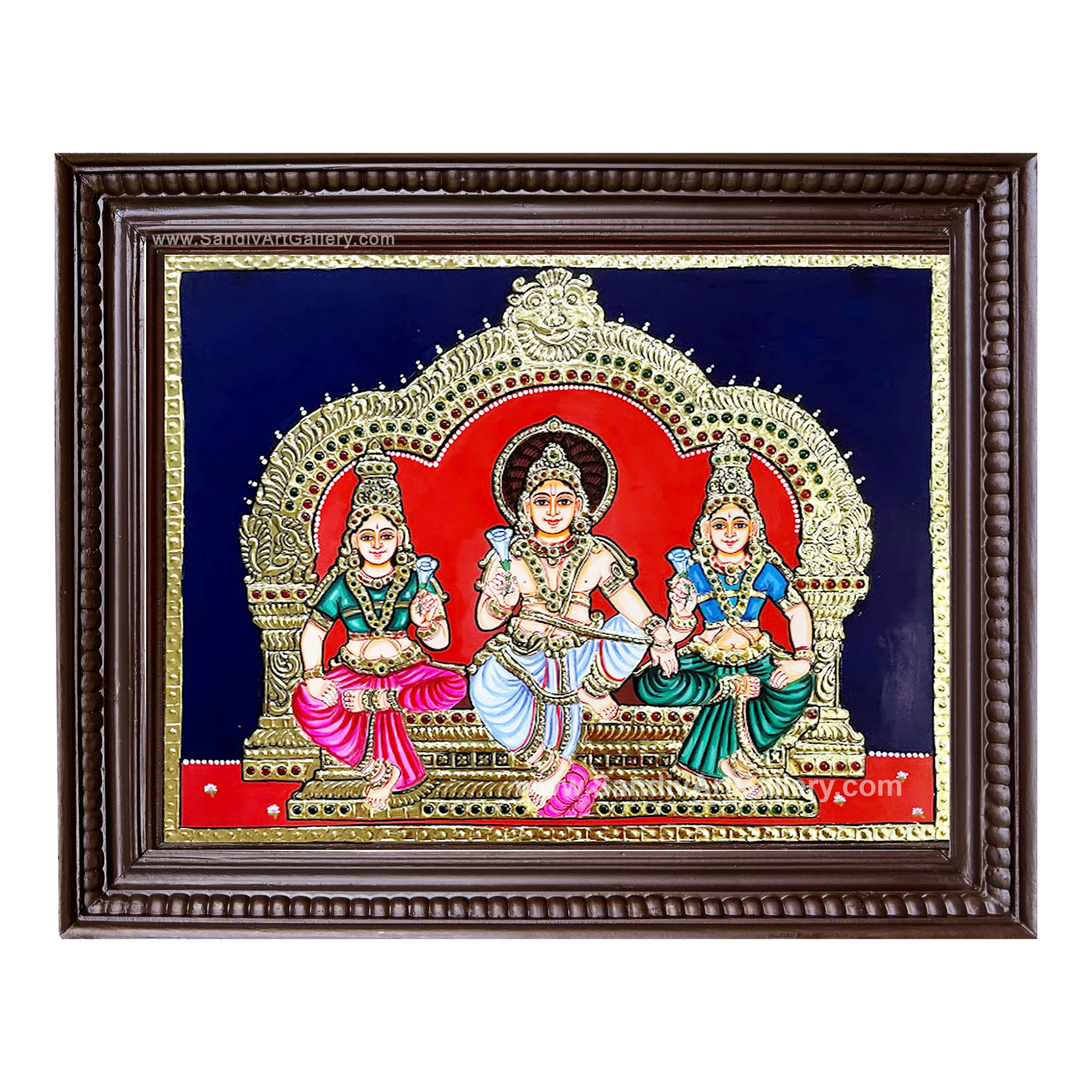 Arangetra Ayyanar, Purna, Pushkala Devi Tanjore Painting
