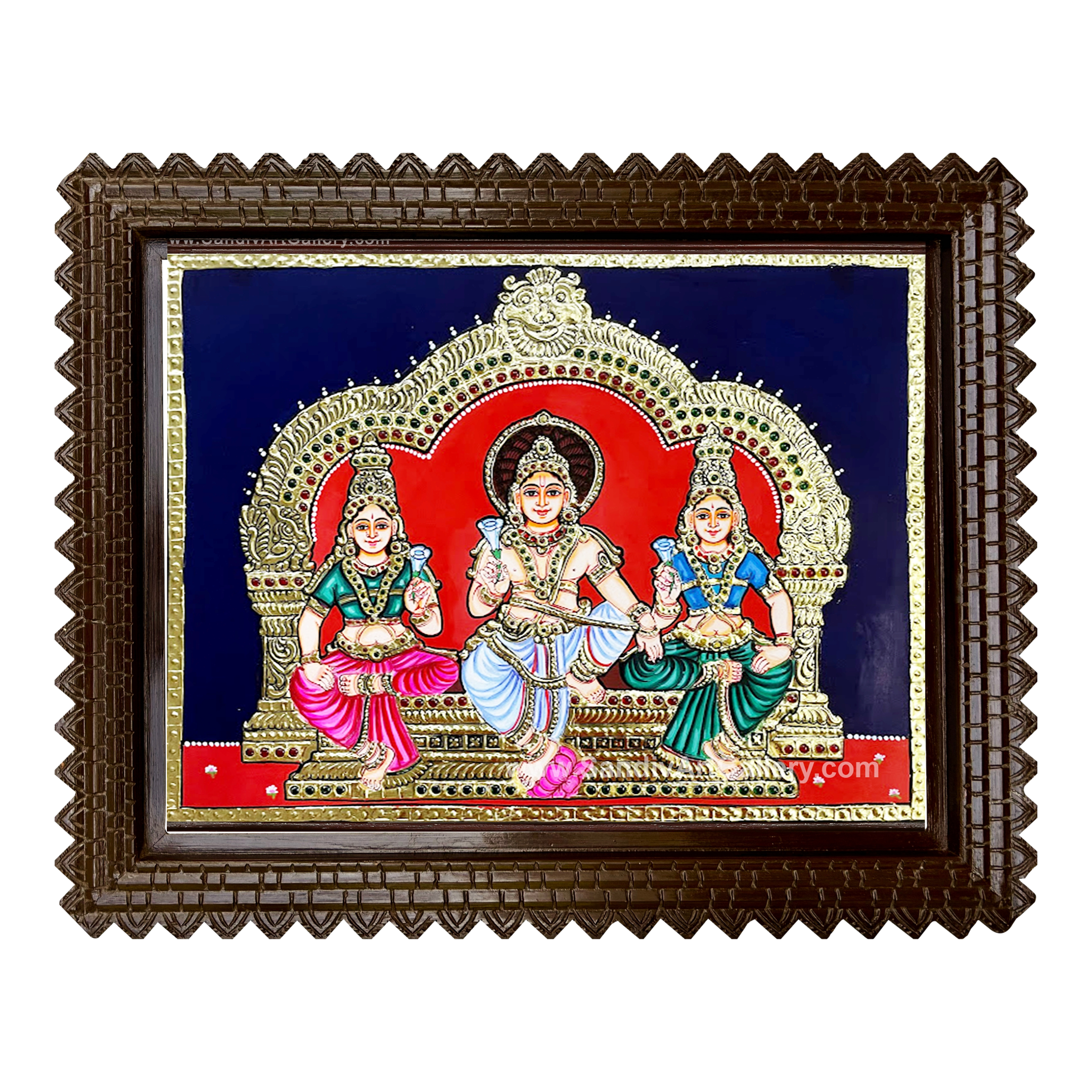 Arangetra Ayyanar, Purna, Pushkala Devi Tanjore Painting