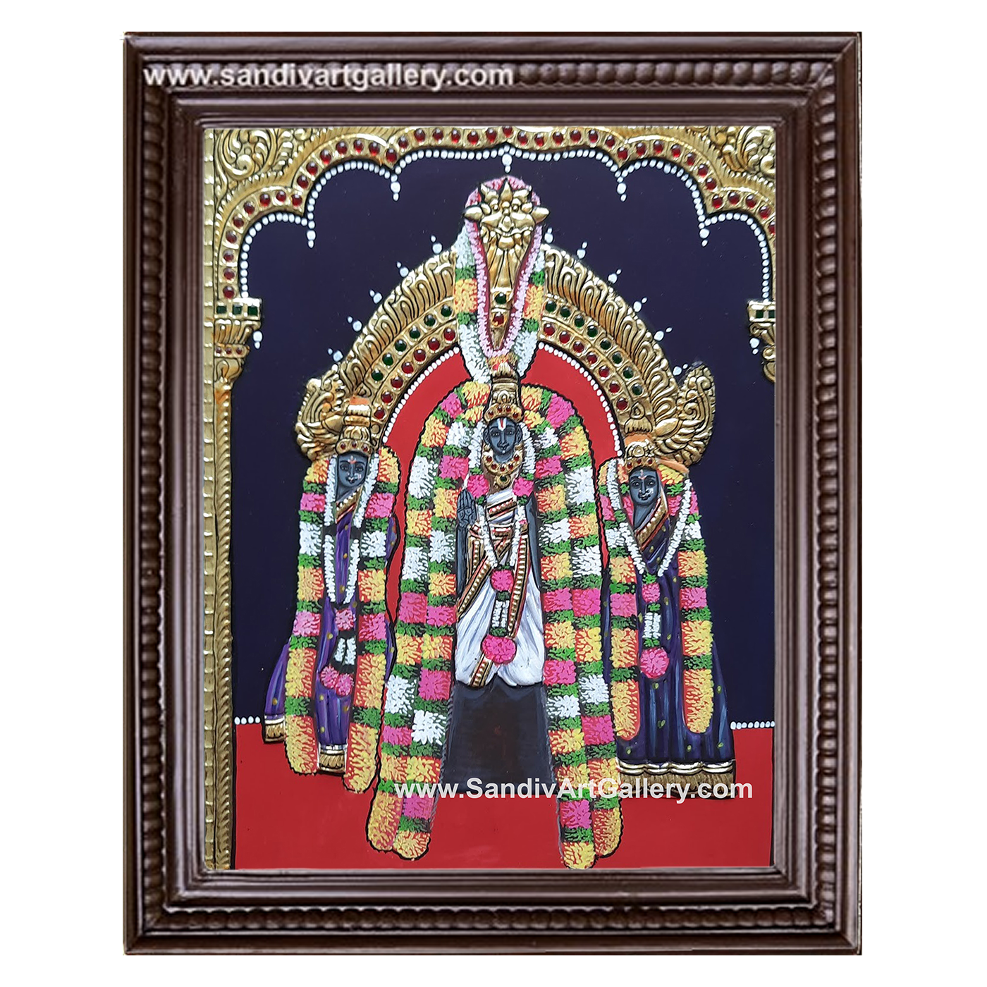 Vishnu with Sreedevi Boodevi Tanjore Painting