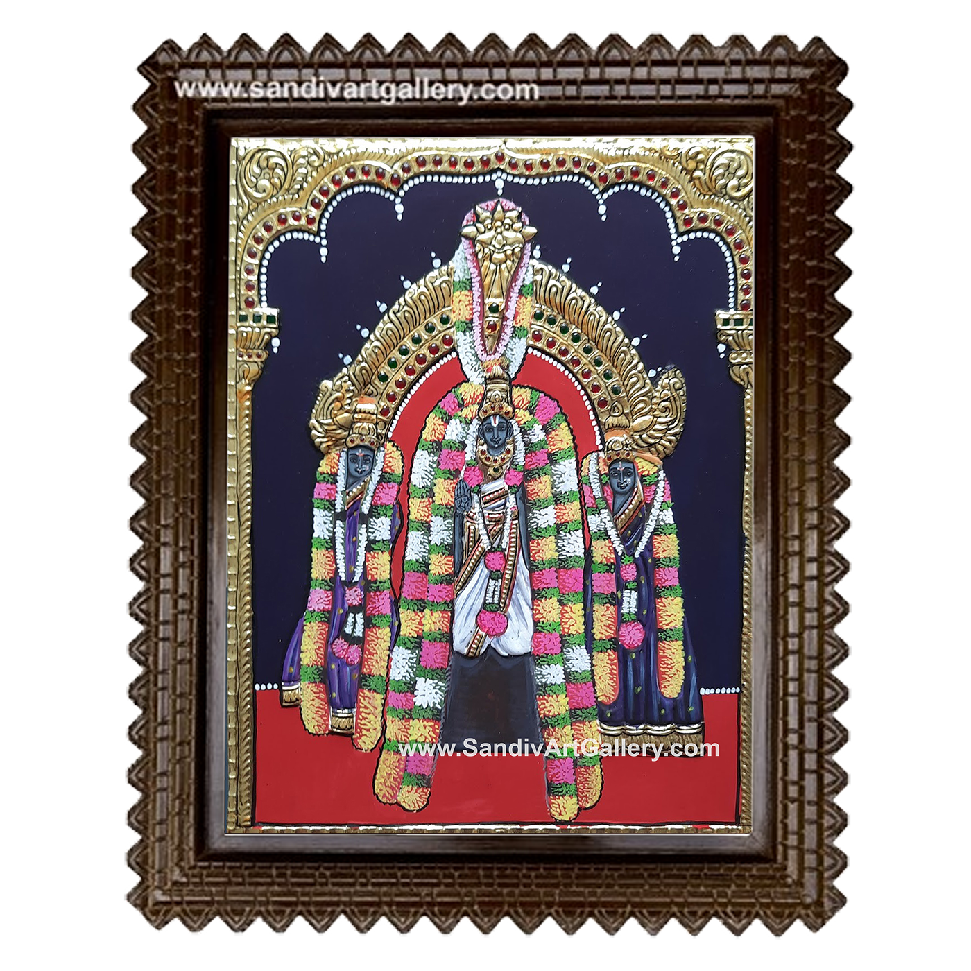 Vishnu with Sreedevi Boodevi Tanjore Painting