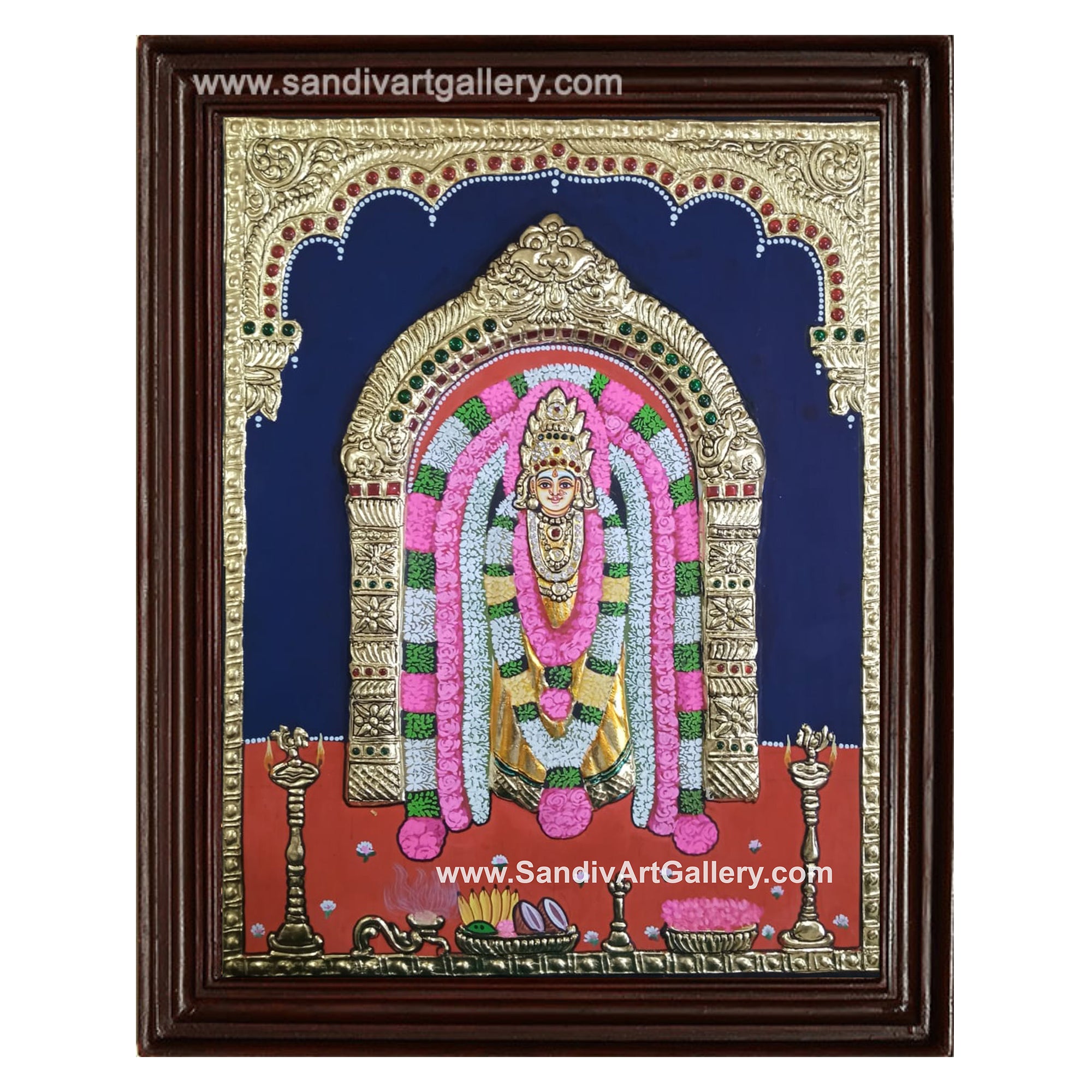 Sellandi Amman Semi Embossed Tanjore Painting