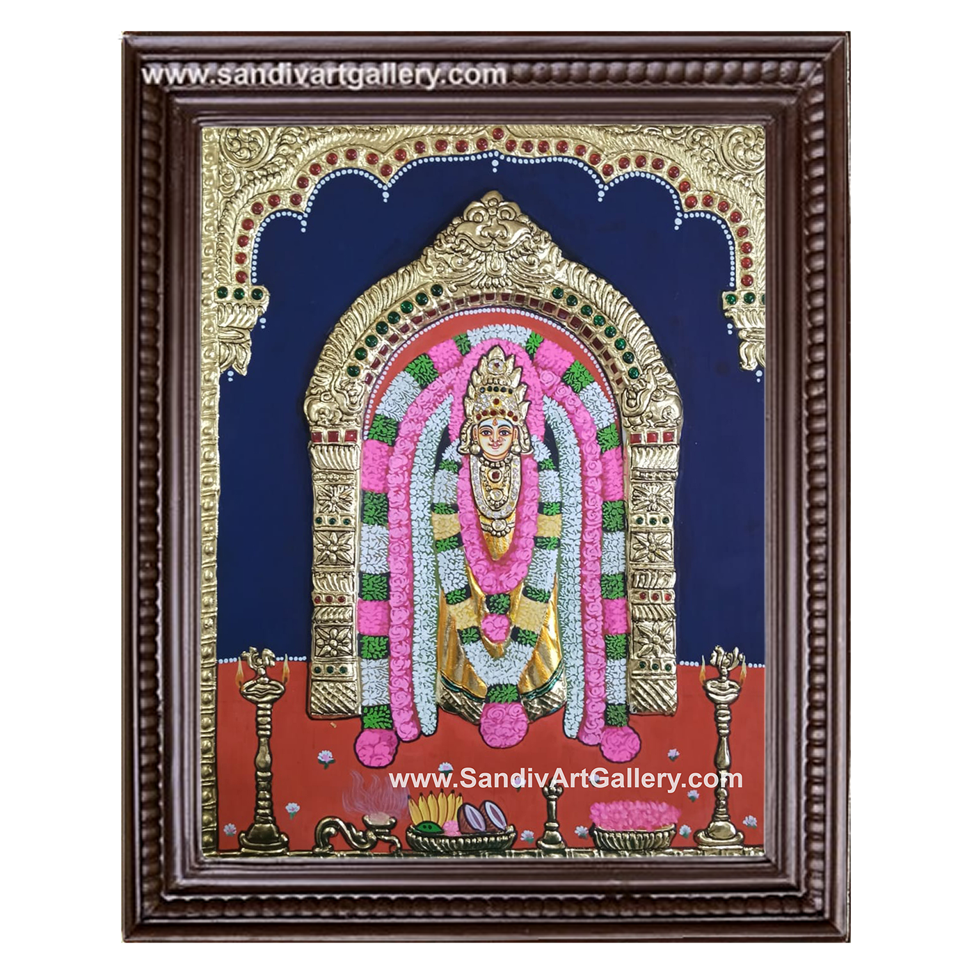 Sellandi Amman Semi Embossed Tanjore Painting