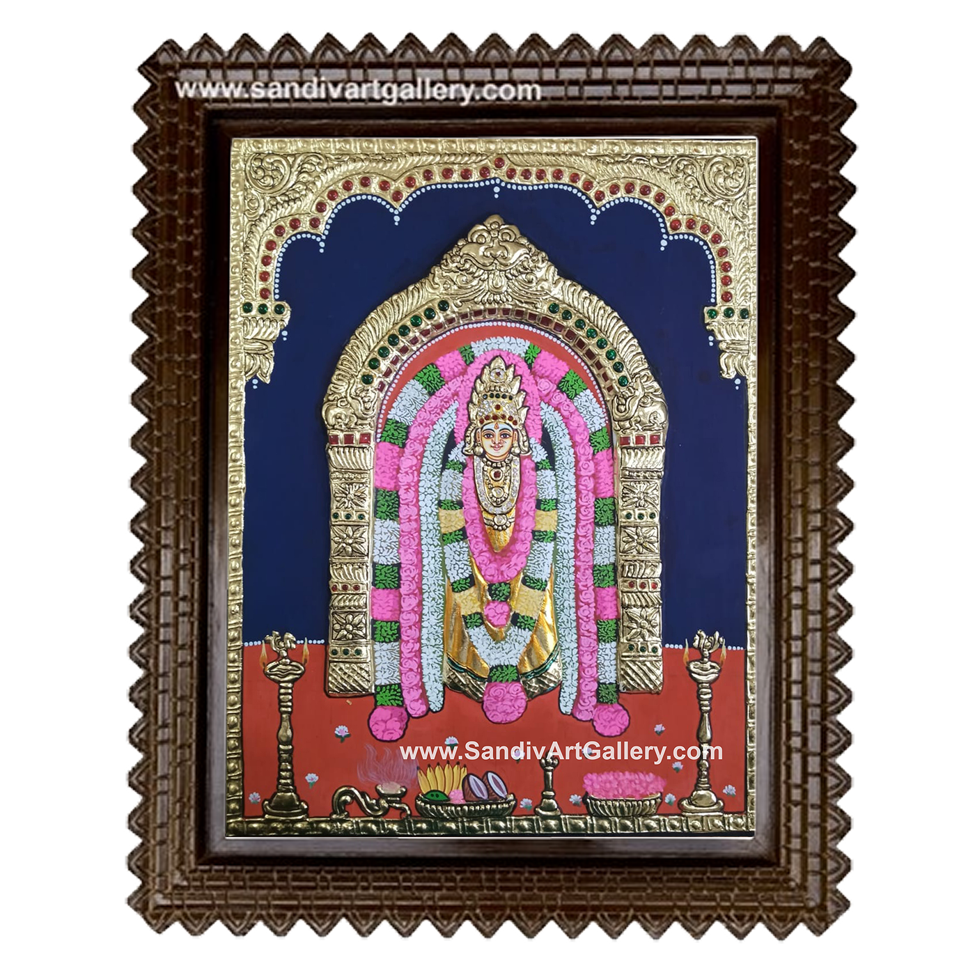 Sellandi Amman Semi Embossed Tanjore Painting