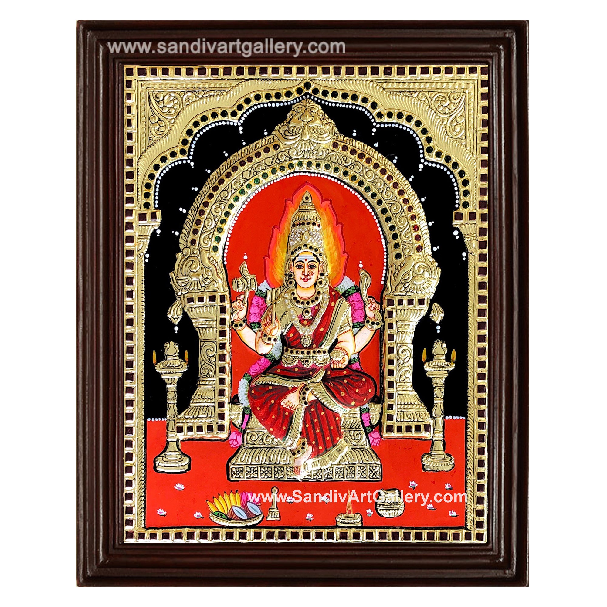 Angala Parameshwari Semi Embossed Tanjore Painting