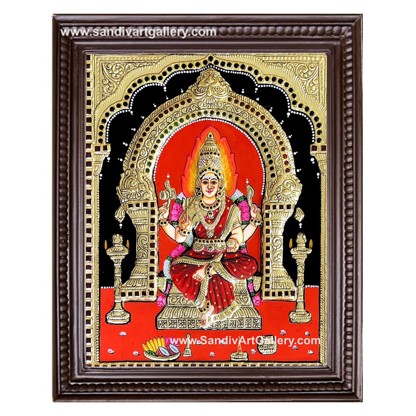 Angala Parameshwari Semi Embossed Tanjore Painting