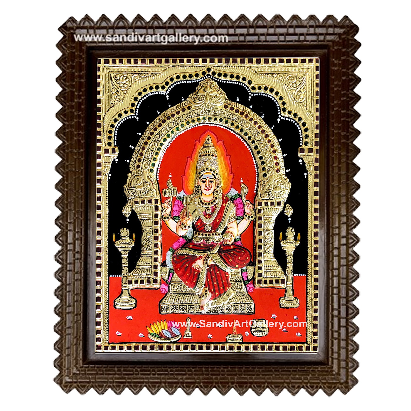 Angala Parameshwari Semi Embossed Tanjore Painting