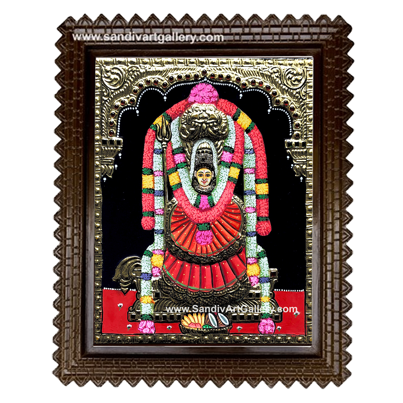 Selvanayaki Amman Semi Embossed Tanjore Painting