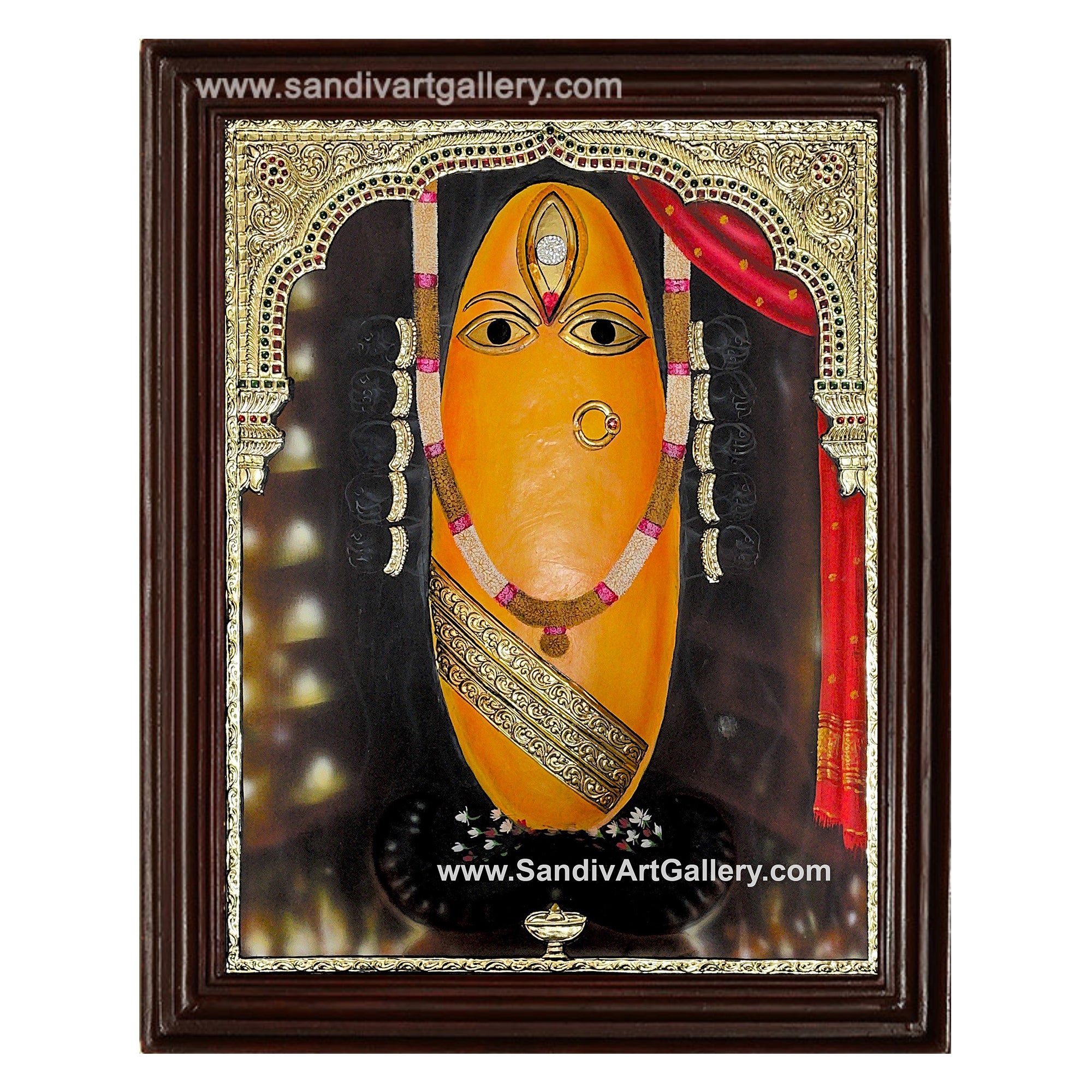 Linga Bhairavi Semi Embossed Tanjore Painting