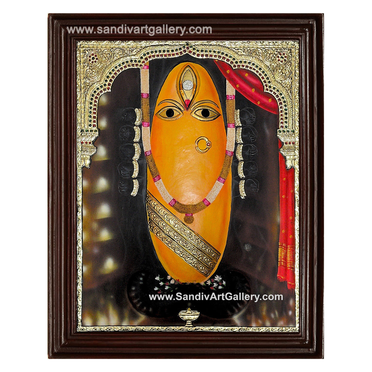 Linga Bhairavi Semi Embossed Tanjore Painting