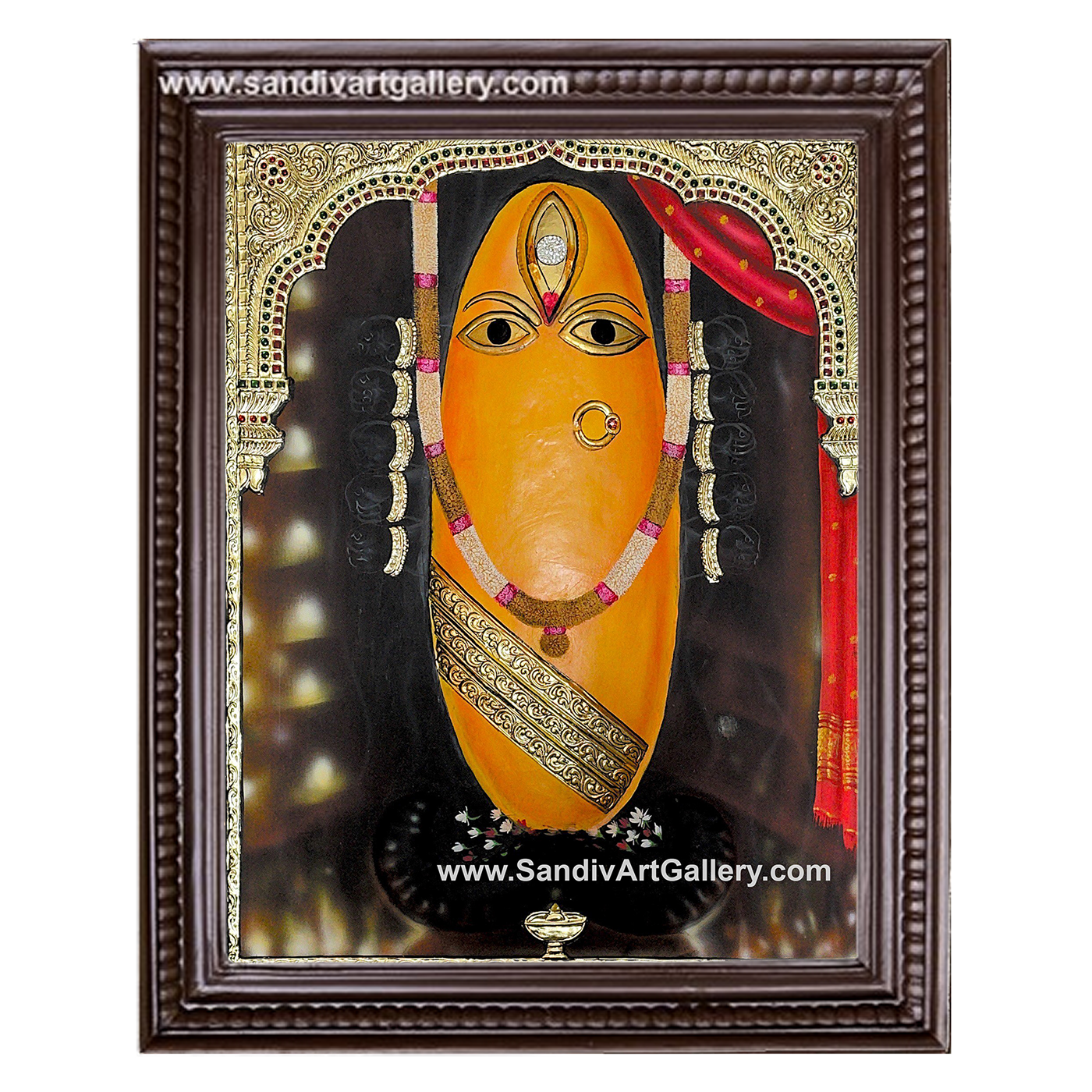 Linga Bhairavi Semi Embossed Tanjore Painting