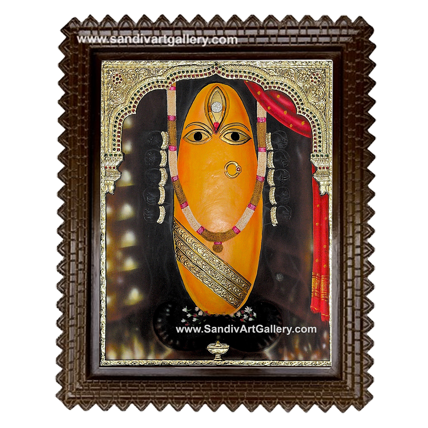 Linga Bhairavi Semi Embossed Tanjore Painting