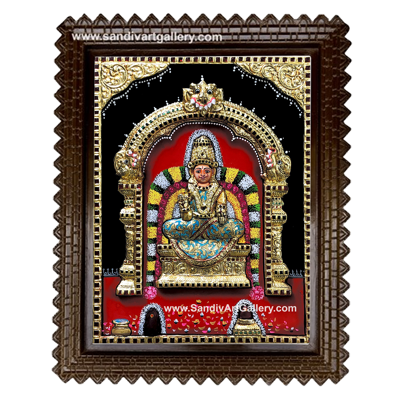 Maari Amman 3D Embossed Tanjore Painting