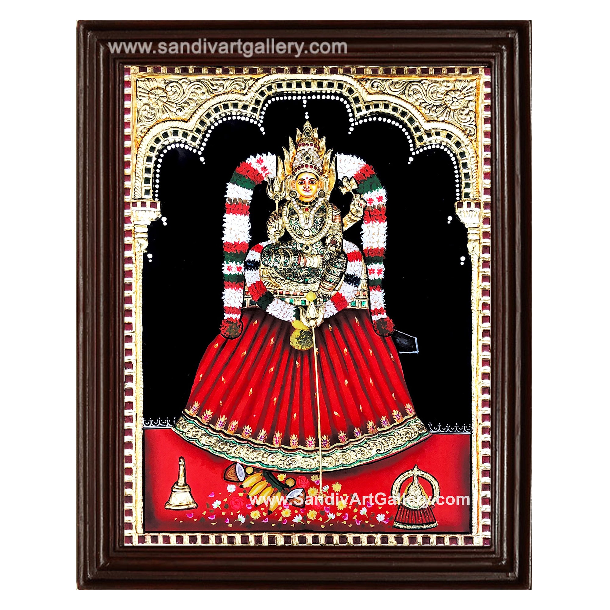 Angala Parameshwari 3D Embossed Tanjore Painting
