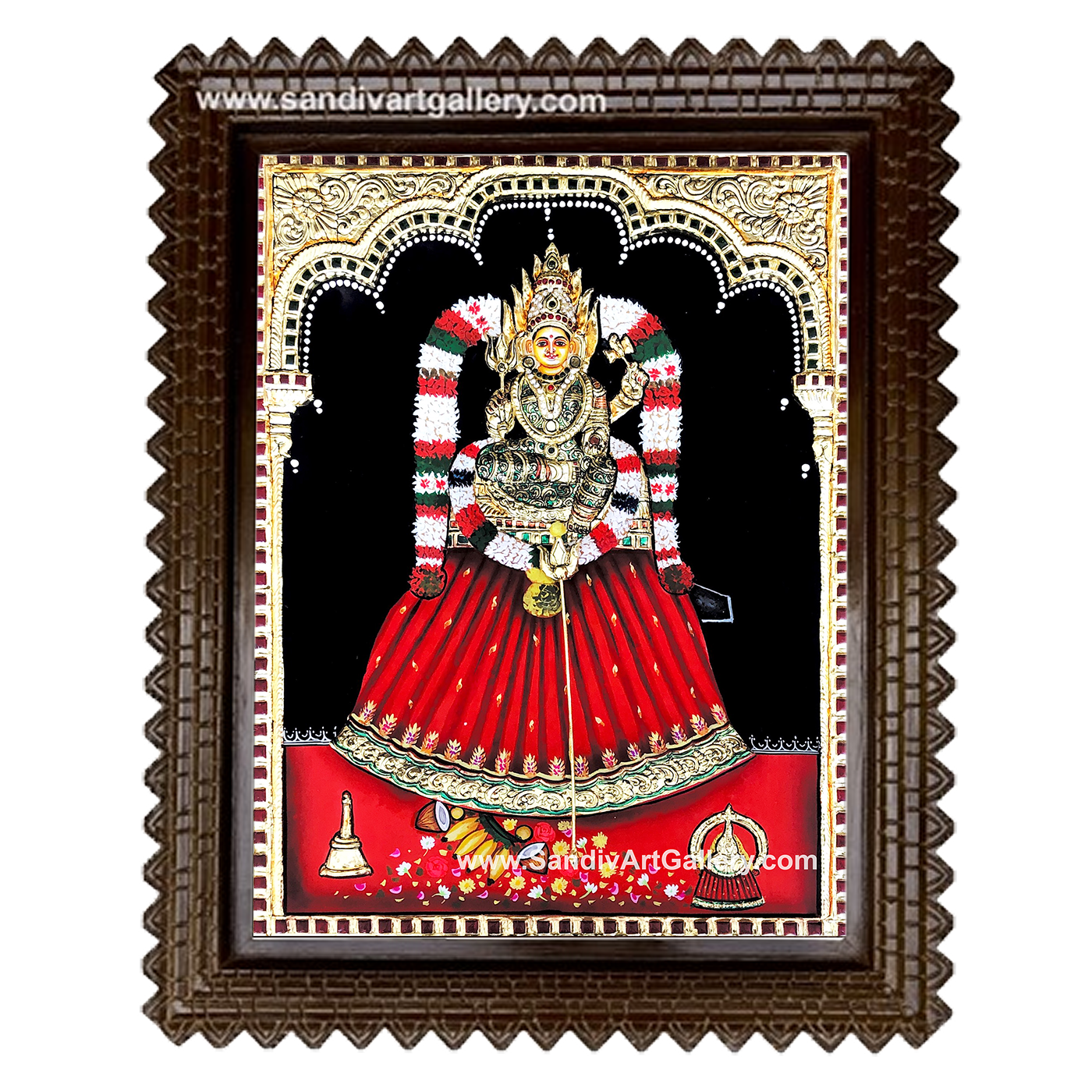 Angala Parameshwari 3D Embossed Tanjore Painting