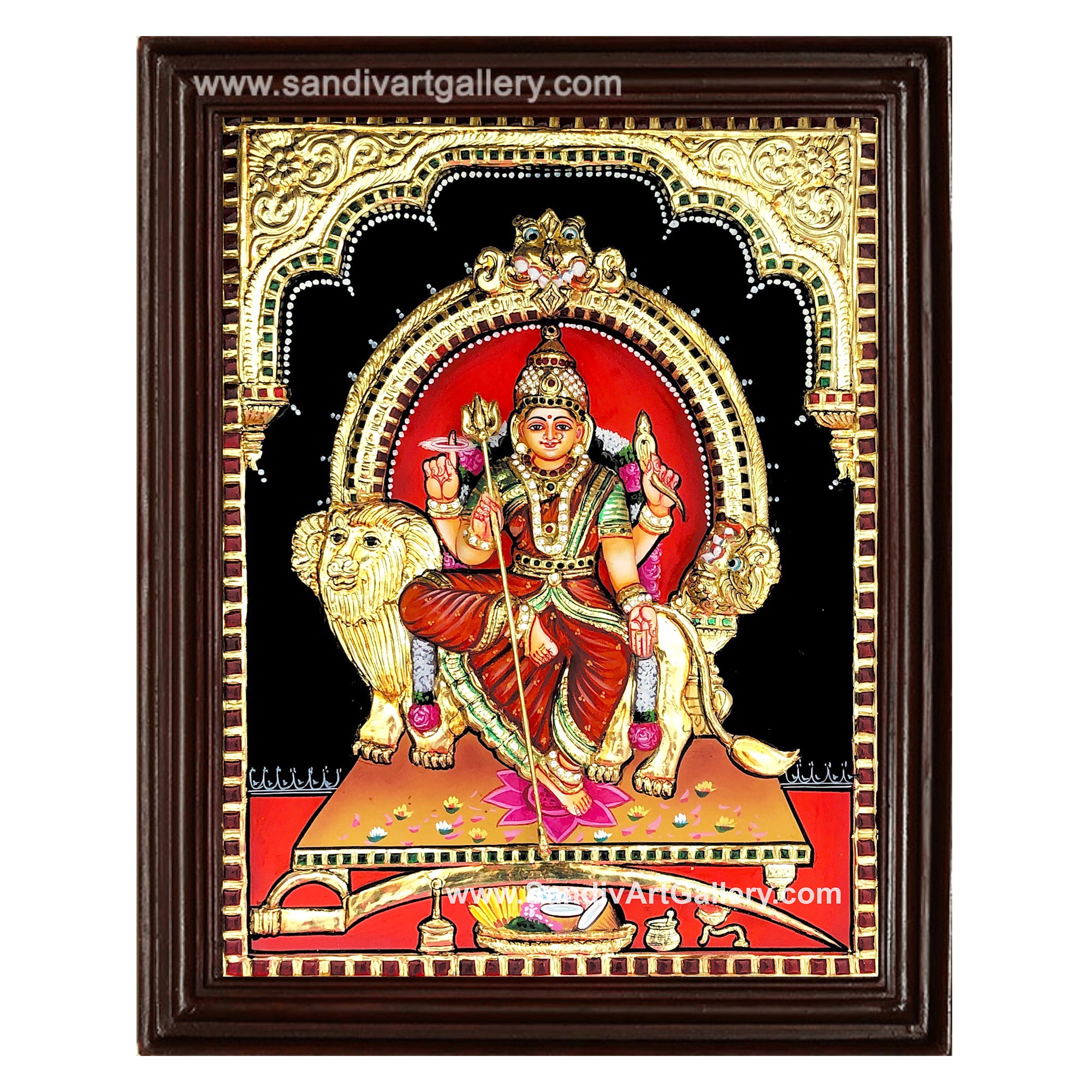 Sowdeshwari Amman 3D Embossed Tanjore Painting